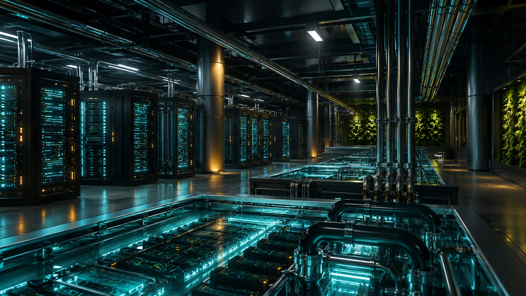 Advanced liquid-cooled data-centre hall